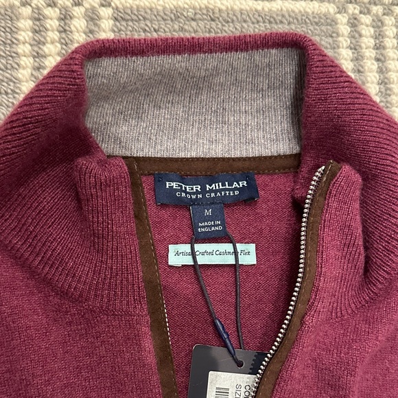 Peter Millar Men's Burgundy Zip-Up Sweater - Picture 4 of 7